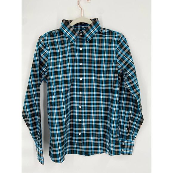 NWOT Land's End  No Iron Supima Teal Plaid Dress Shirt Size 4 - Picture 5 of 8